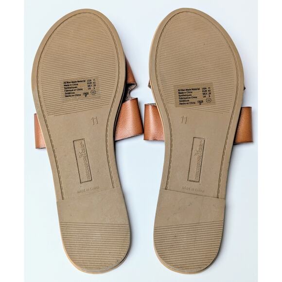 Montego Bay Club Cognac Sandals WOMENS 11 Vegan Leather Slip On Slides Cruise - Picture 6 of 8